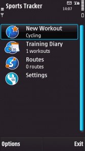 Initial screen - workouts Initial screen with workouts